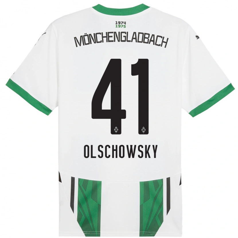 Danxen Bambino Maglia Jan Olschowsky #41 Bianco Verde Kit Gara Home 2024/25 Maglietta