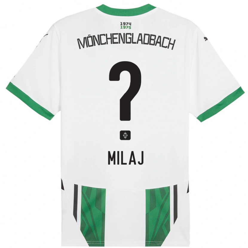 Danxen Bambino Maglia Adonis Milaj #0 Bianco Verde Kit Gara Home 2024/25 Maglietta