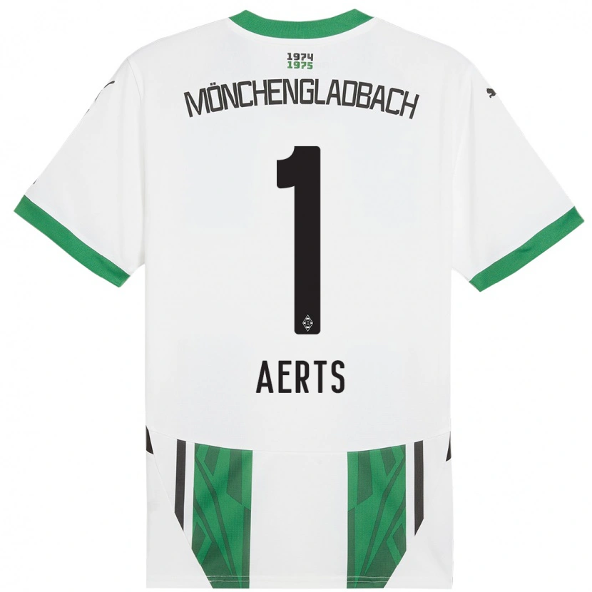 Danxen Bambino Maglia Liv Aerts #1 Bianco Verde Kit Gara Home 2024/25 Maglietta