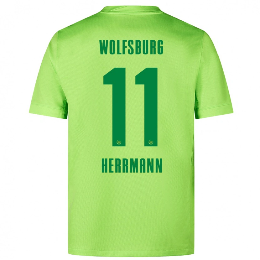 Danxen Bambino Maglia Max Herrmann #11 Verde Fluorescente Kit Gara Home 2024/25 Maglietta