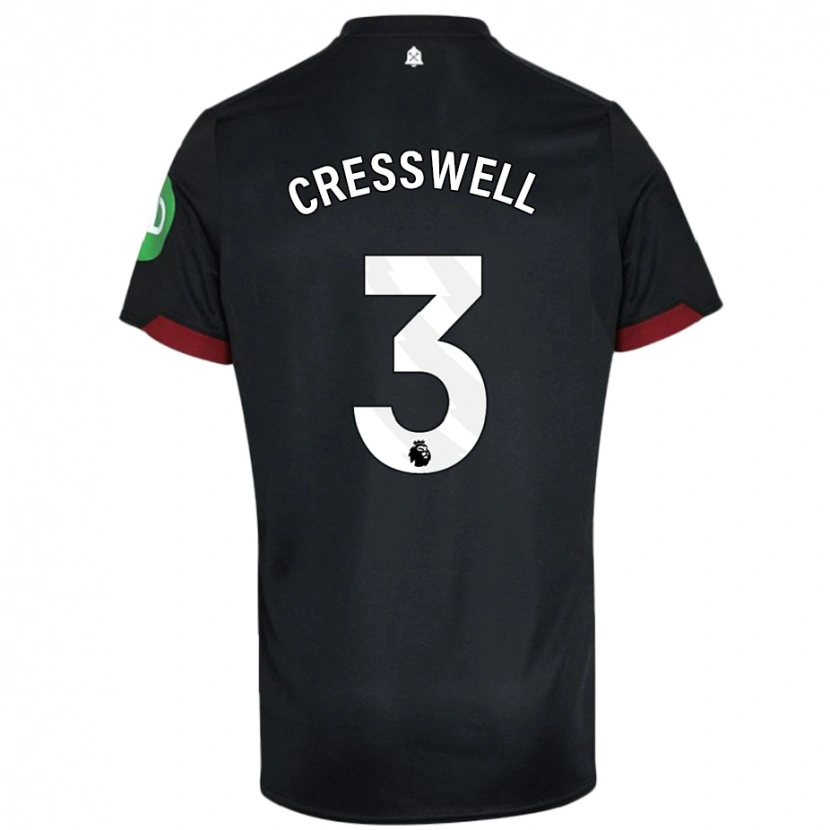 Danxen Bambino Maglia Aaron Cresswell #3 Nero Bianco Kit Gara Away 2024/25 Maglietta
