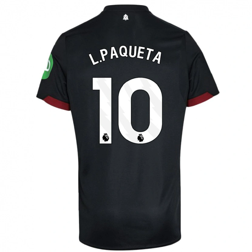 Danxen Bambino Maglia Lucas Paquetá #10 Nero Bianco Kit Gara Away 2024/25 Maglietta