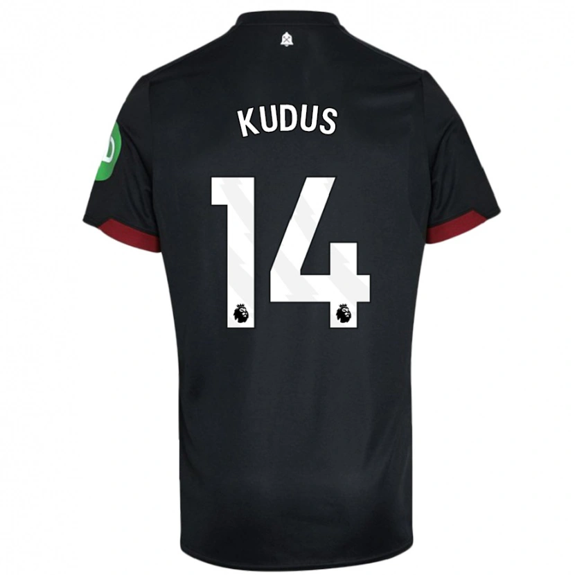 Danxen Bambino Maglia Mohammed Kudus #14 Nero Bianco Kit Gara Away 2024/25 Maglietta