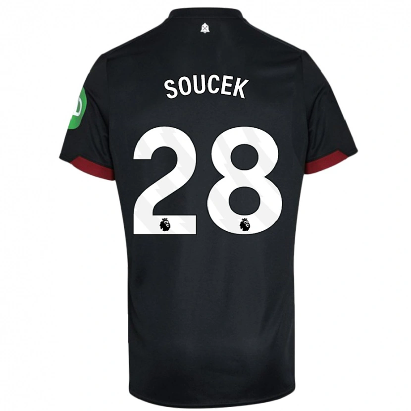 Danxen Bambino Maglia Tomas Soucek #28 Nero Bianco Kit Gara Away 2024/25 Maglietta