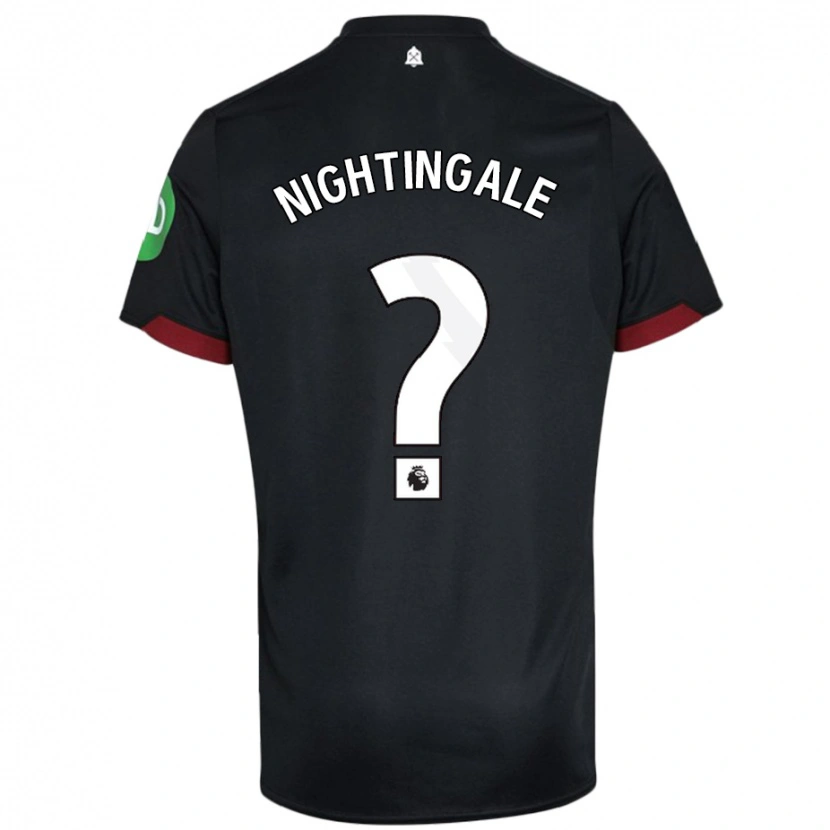 Danxen Bambino Maglia Ben Nightingale #0 Nero Bianco Kit Gara Away 2024/25 Maglietta