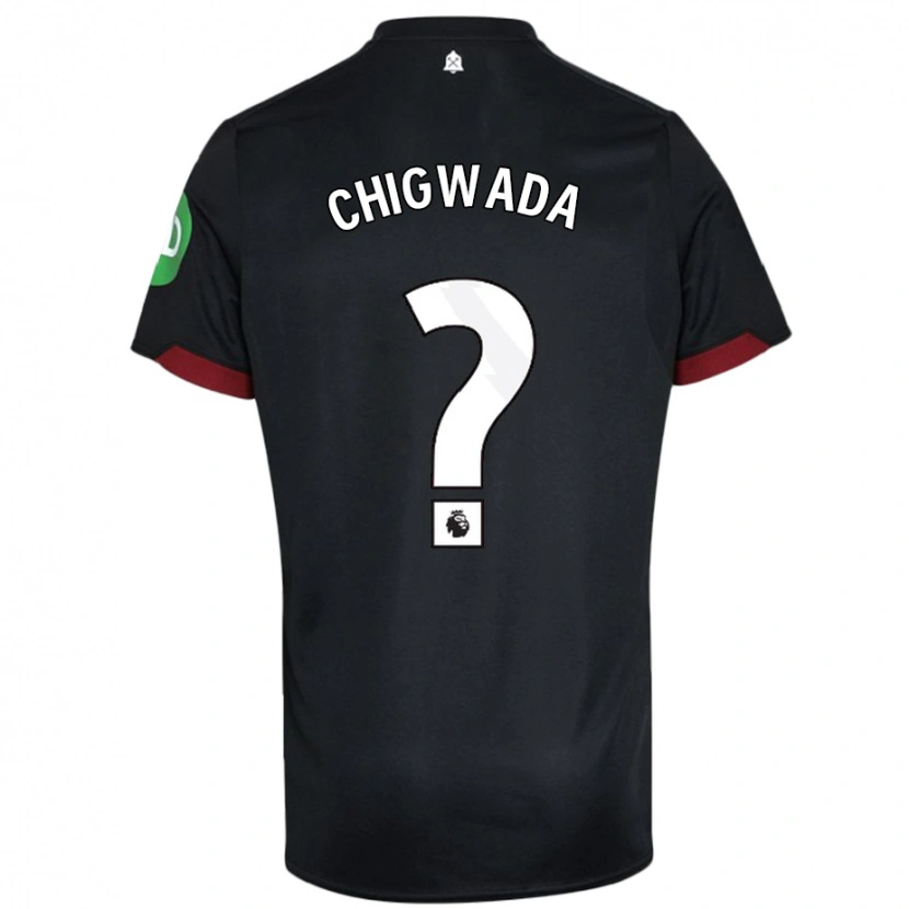 Danxen Bambino Maglia David Chigwada #0 Nero Bianco Kit Gara Away 2024/25 Maglietta