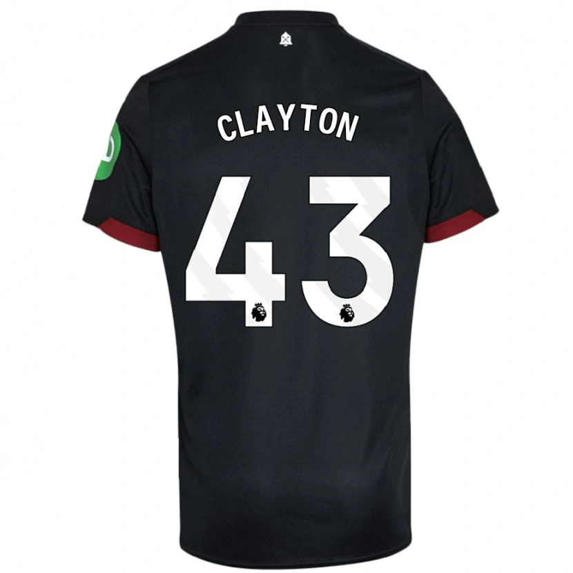 Danxen Bambino Maglia Regan Clayton #43 Nero Bianco Kit Gara Away 2024/25 Maglietta