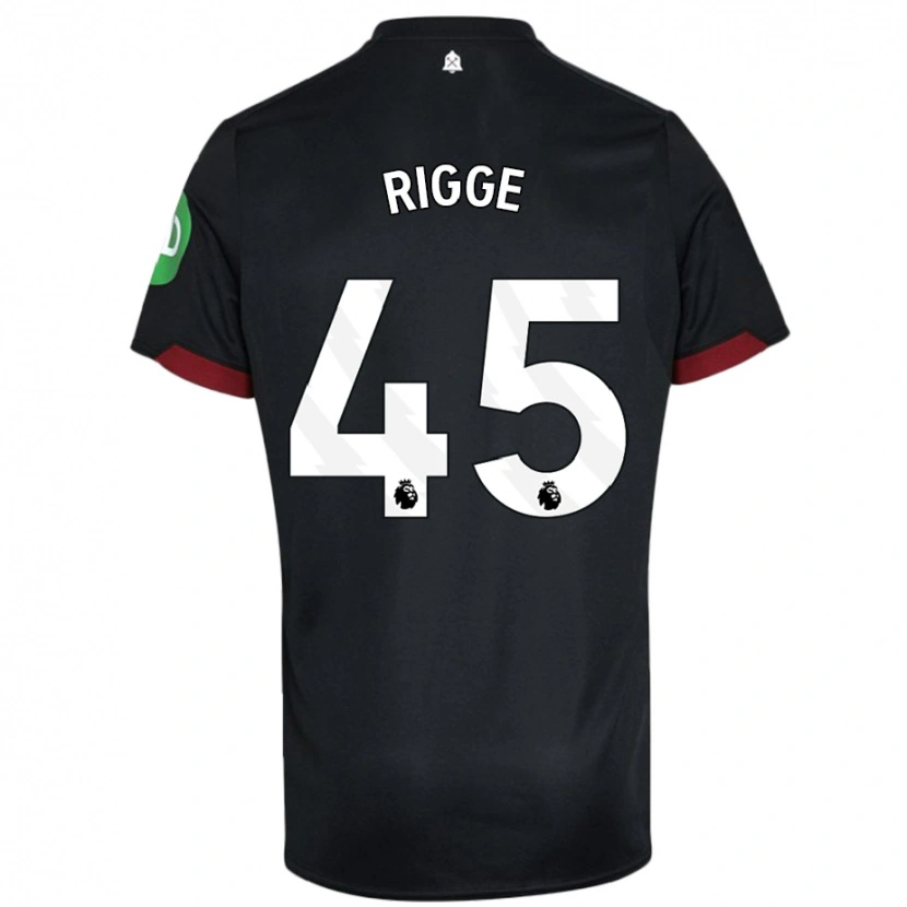 Danxen Bambino Maglia Daniel Rigge #45 Nero Bianco Kit Gara Away 2024/25 Maglietta