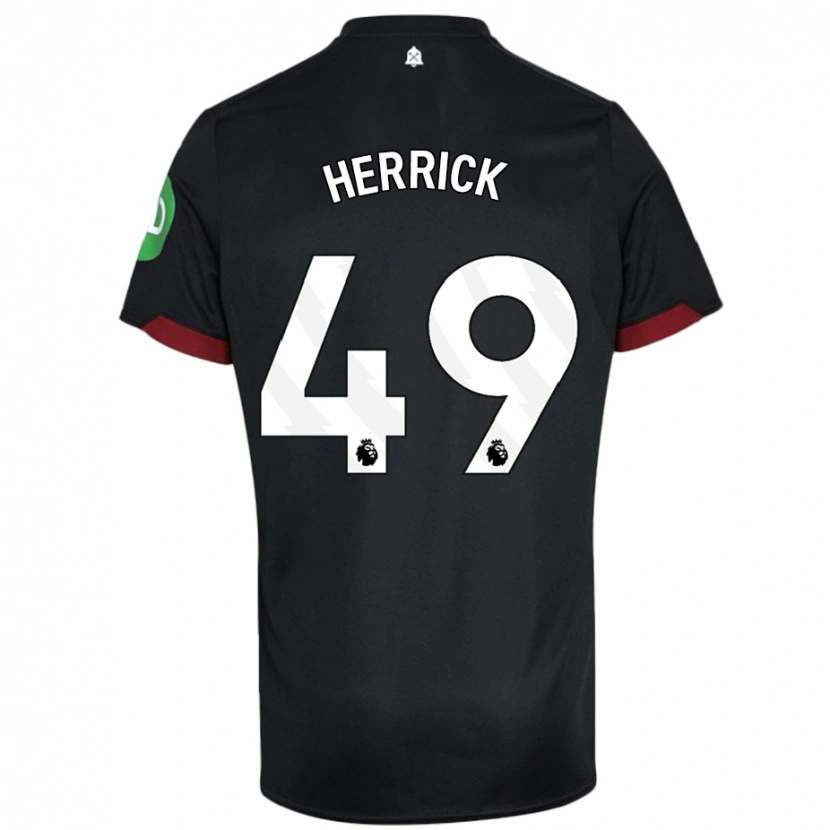 Danxen Bambino Maglia Finlay Herrick #49 Nero Bianco Kit Gara Away 2024/25 Maglietta
