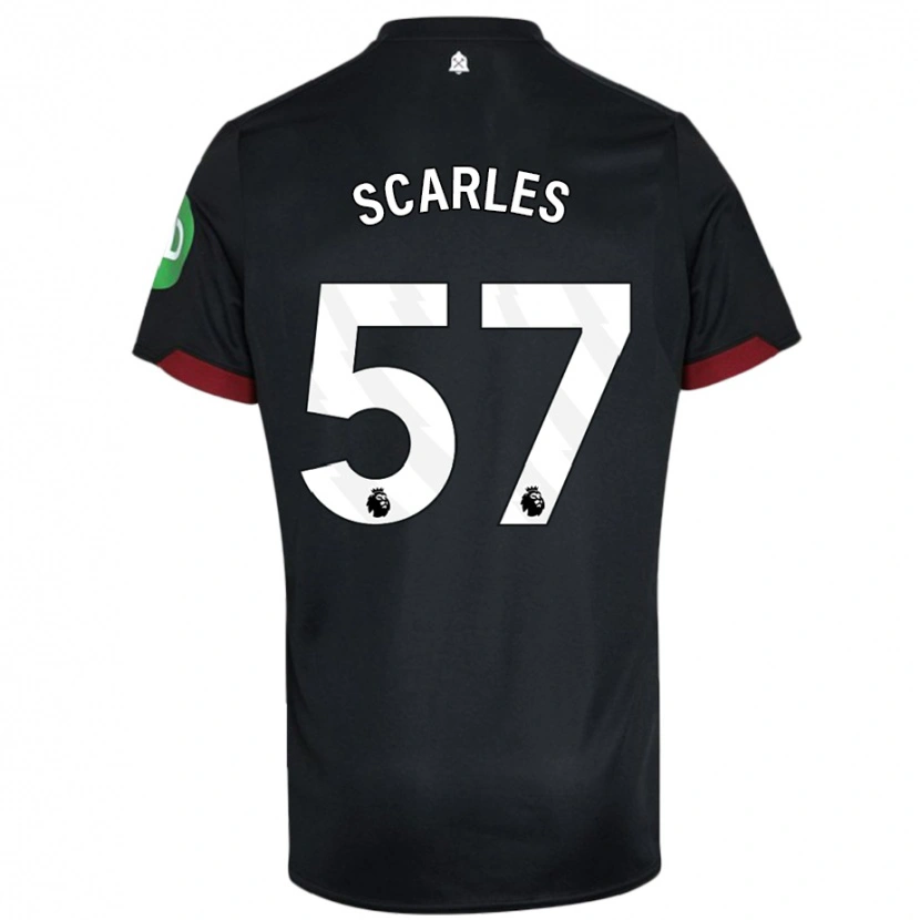 Danxen Bambino Maglia Oliver Scarles #57 Nero Bianco Kit Gara Away 2024/25 Maglietta
