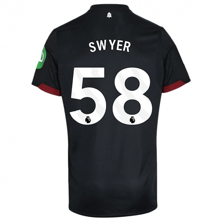 Danxen Bambino Maglia Kamarai Swyer #58 Nero Bianco Kit Gara Away 2024/25 Maglietta