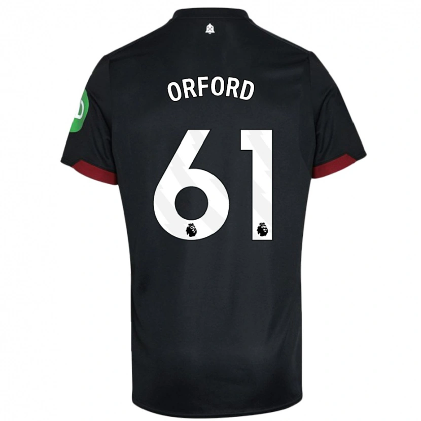 Danxen Bambino Maglia Lewis Orford #61 Nero Bianco Kit Gara Away 2024/25 Maglietta