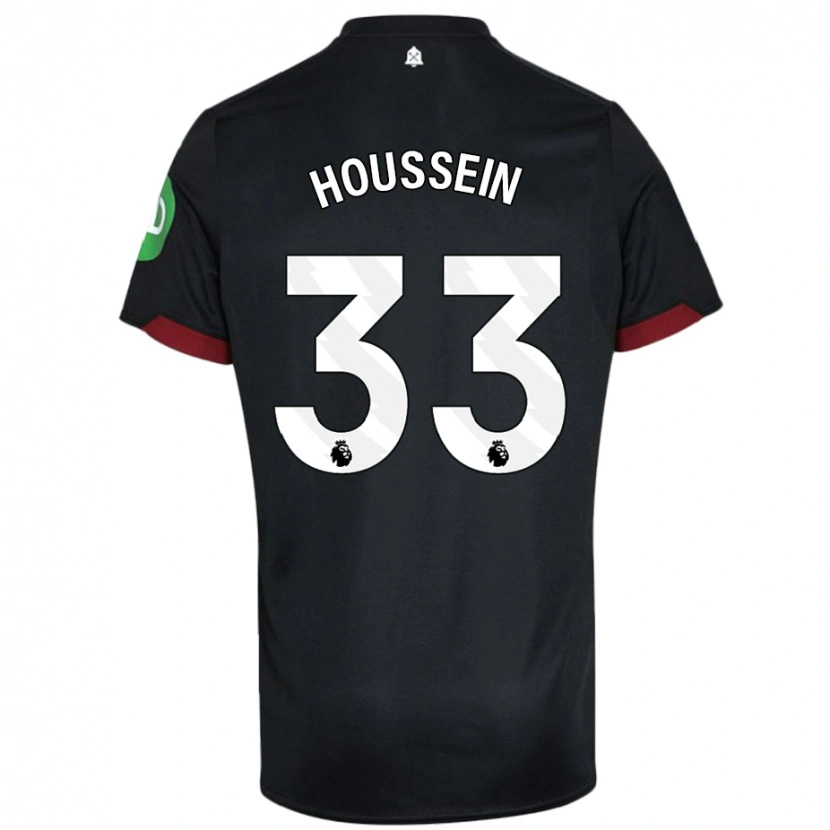Danxen Bambino Maglia Halle Houssein #33 Nero Bianco Kit Gara Away 2024/25 Maglietta