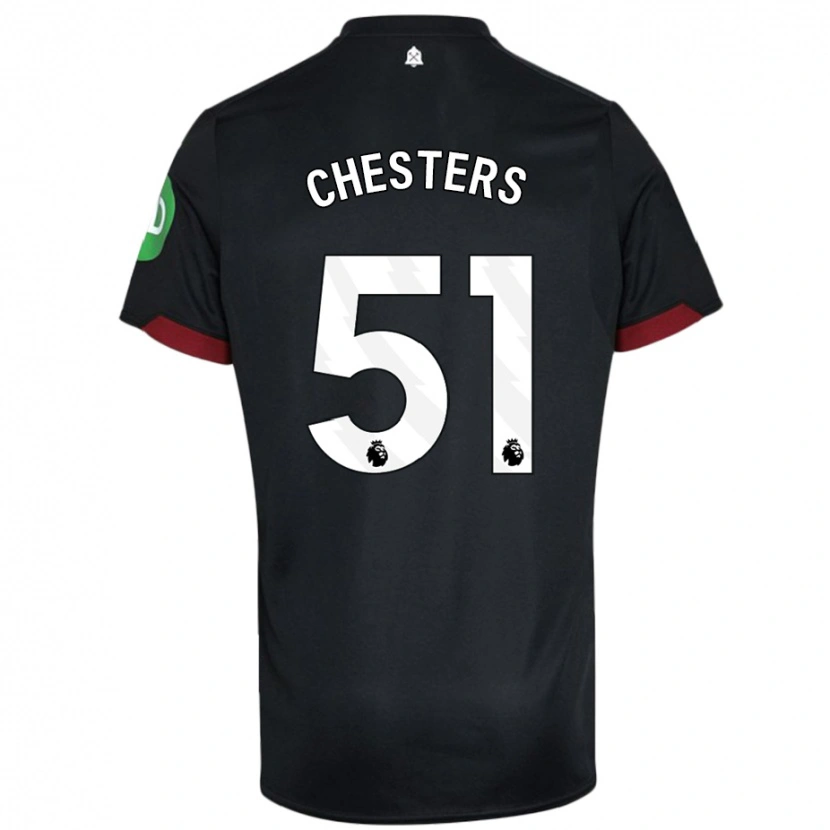 Danxen Bambino Maglia Dan Chesters #51 Nero Bianco Kit Gara Away 2024/25 Maglietta