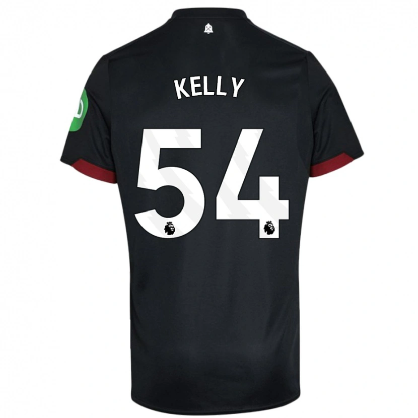 Danxen Bambino Maglia Patrick Kelly #54 Nero Bianco Kit Gara Away 2024/25 Maglietta