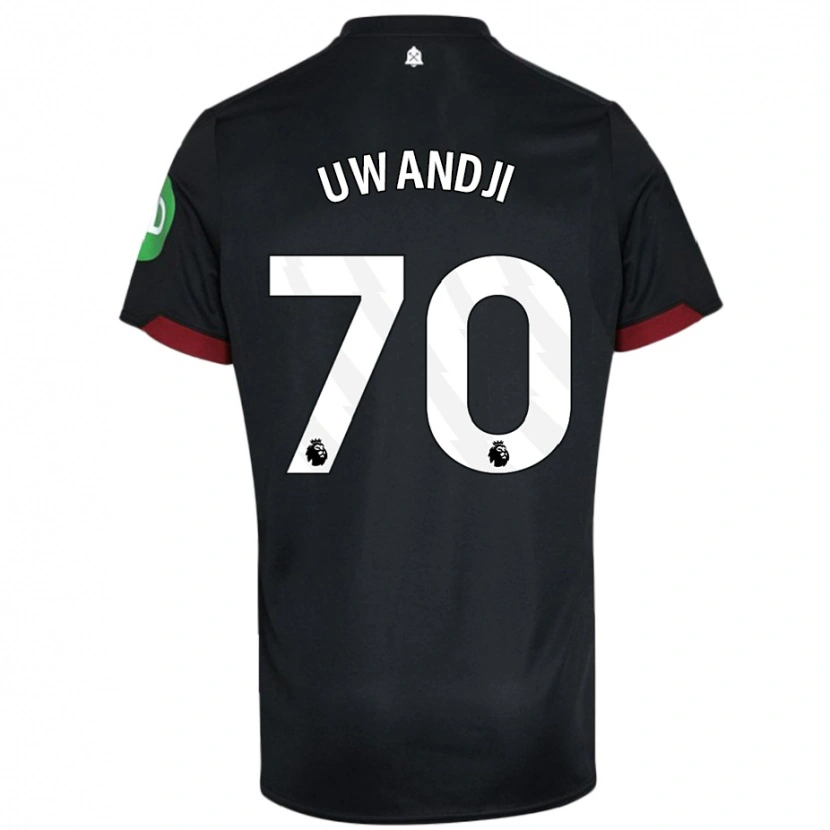 Danxen Bambino Maglia Blaise Uwandji #70 Nero Bianco Kit Gara Away 2024/25 Maglietta