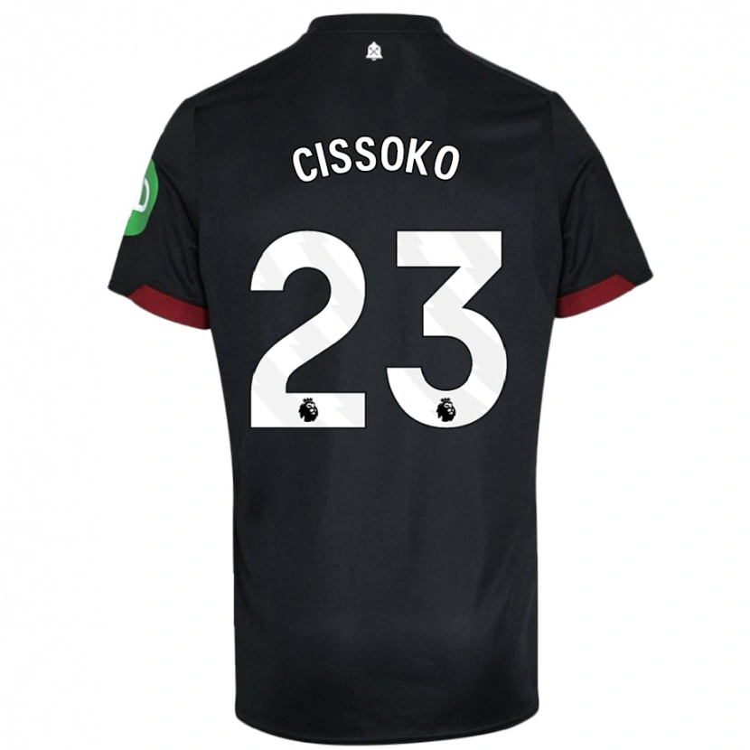 Danxen Bambino Maglia Hawa Cissoko #23 Nero Bianco Kit Gara Away 2024/25 Maglietta