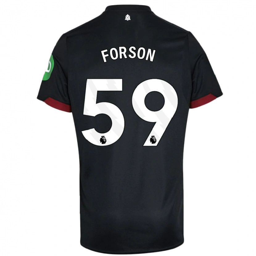 Danxen Bambino Maglia Keenan Forson #59 Nero Bianco Kit Gara Away 2024/25 Maglietta