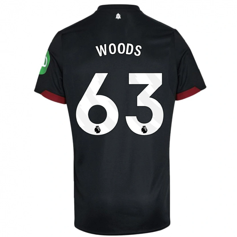 Danxen Bambino Maglia Archie Woods #63 Nero Bianco Kit Gara Away 2024/25 Maglietta