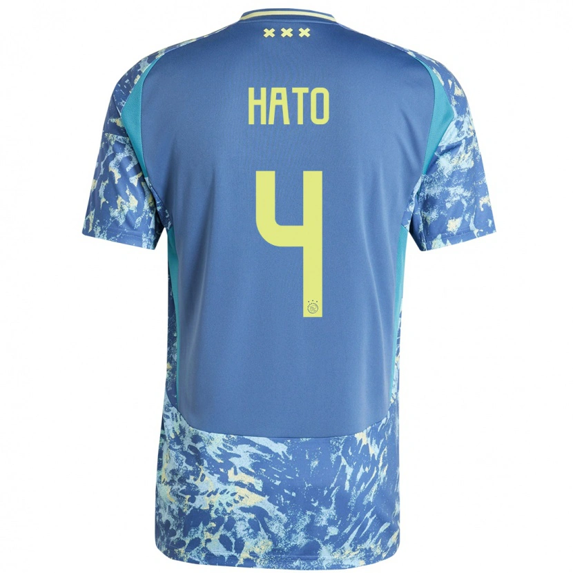 Danxen Bambino Maglia Jorrel Hato #4 Grigio Blu Giallo Kit Gara Away 2024/25 Maglietta