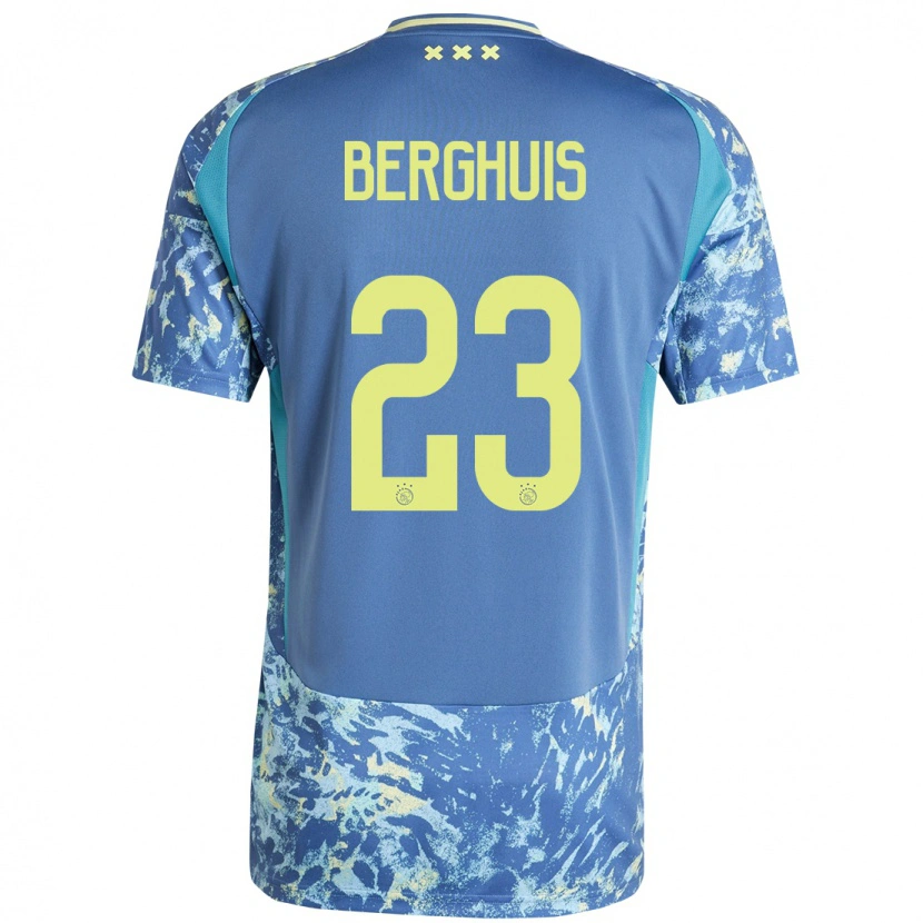 Danxen Bambino Maglia Steven Berghuis #23 Grigio Blu Giallo Kit Gara Away 2024/25 Maglietta