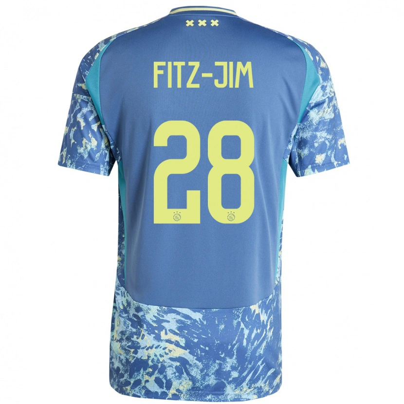 Danxen Bambino Maglia Kian Fitz-Jim #28 Grigio Blu Giallo Kit Gara Away 2024/25 Maglietta