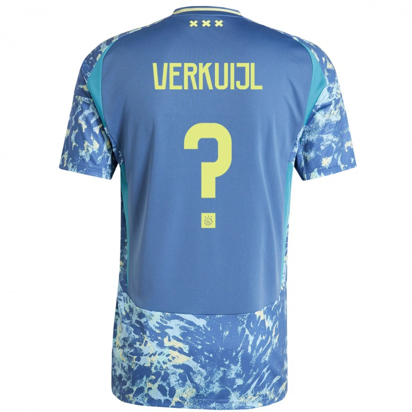 Danxen Bambino Maglia Mark Verkuijl #0 Grigio Blu Giallo Kit Gara Away 2024/25 Maglietta