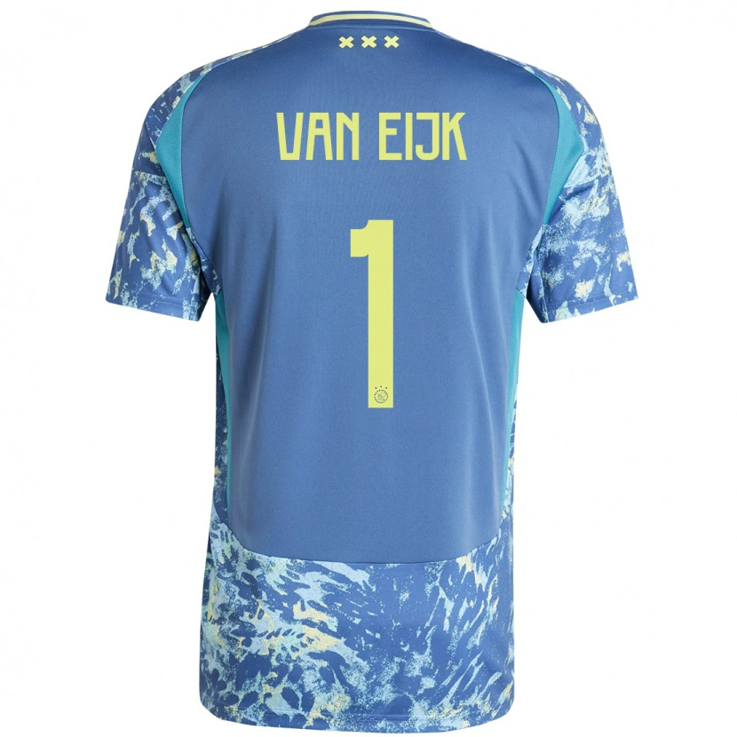 Danxen Bambino Maglia Regina Van Eijk #1 Grigio Blu Giallo Kit Gara Away 2024/25 Maglietta