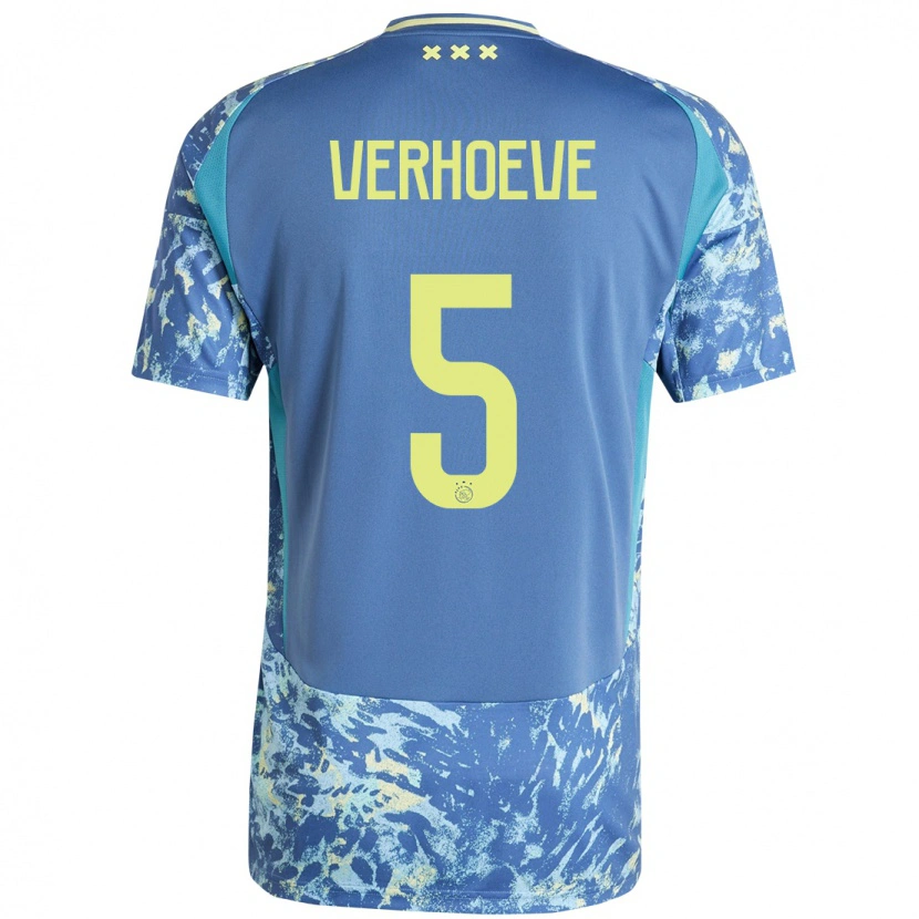 Danxen Bambino Maglia Soraya Verhoeve #5 Grigio Blu Giallo Kit Gara Away 2024/25 Maglietta