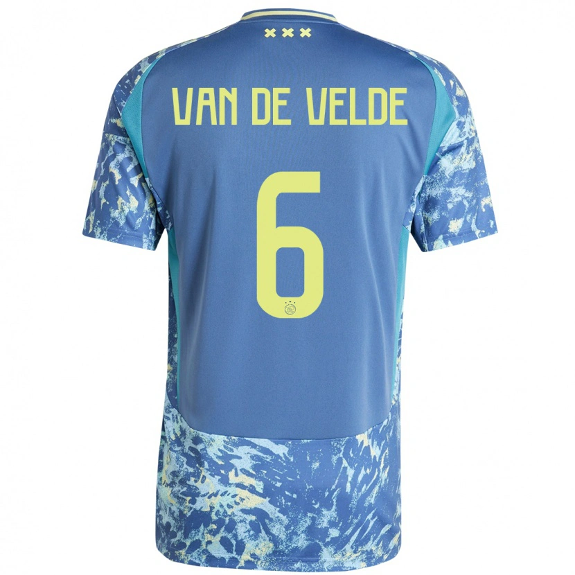Danxen Bambino Maglia Jonna Van De Velde #6 Grigio Blu Giallo Kit Gara Away 2024/25 Maglietta