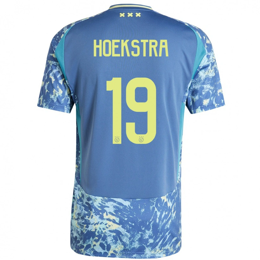 Danxen Bambino Maglia Tiny Hoekstra #19 Grigio Blu Giallo Kit Gara Away 2024/25 Maglietta