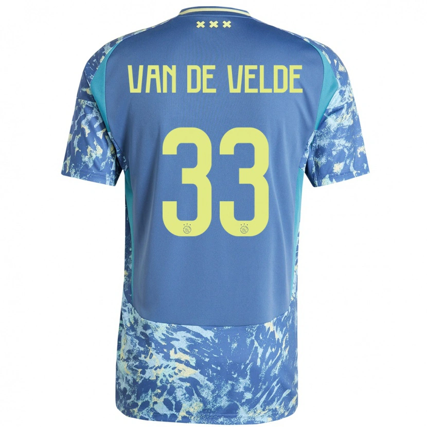 Danxen Bambino Maglia Jonna Van De Velde #33 Grigio Blu Giallo Kit Gara Away 2024/25 Maglietta