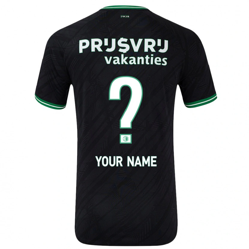 Danxen Bambino Maglia Il Tuo Nome #0 Nero Verde Kit Gara Away 2024/25 Maglietta