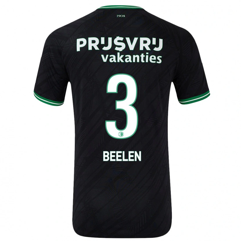 Danxen Bambino Maglia Thomas Beelen #3 Nero Verde Kit Gara Away 2024/25 Maglietta