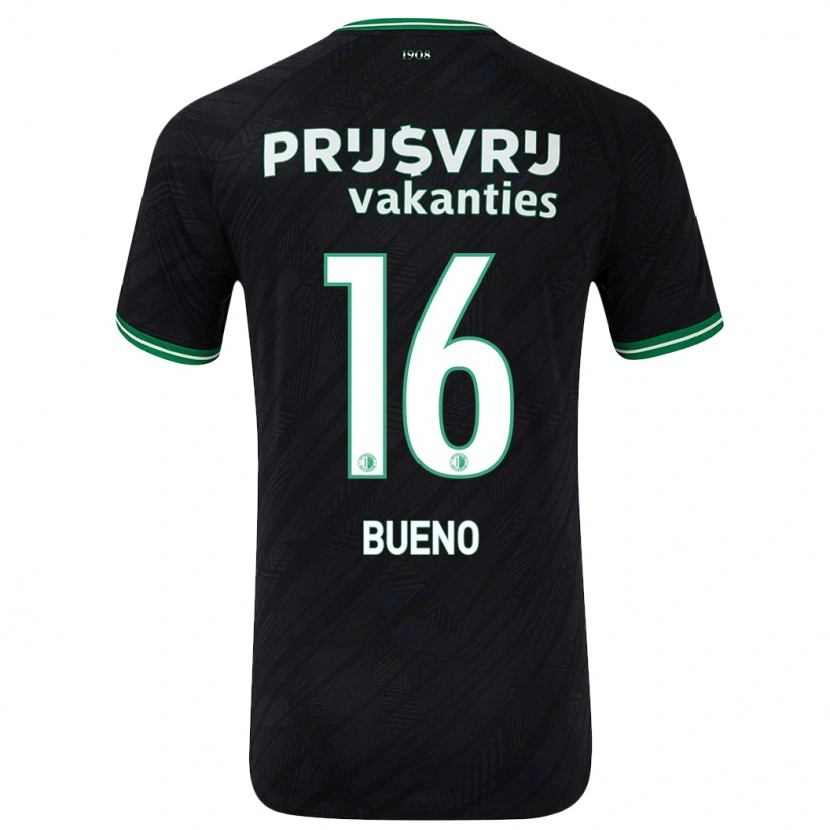 Danxen Bambino Maglia Hugo Bueno #16 Nero Verde Kit Gara Away 2024/25 Maglietta
