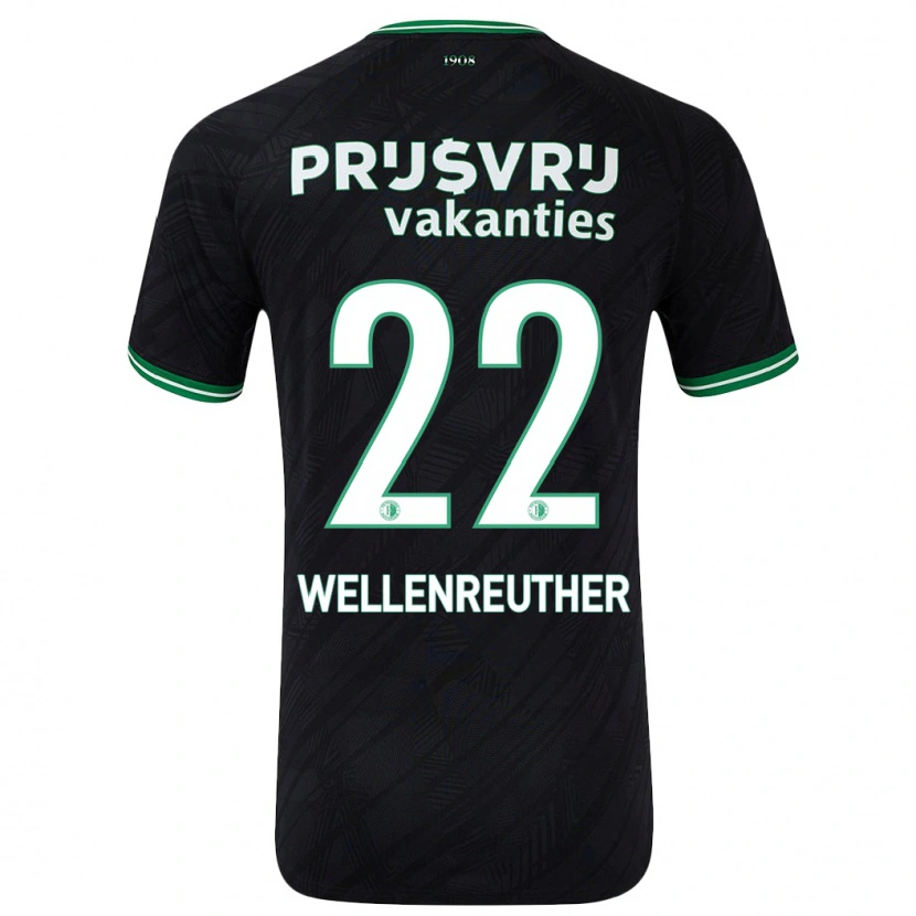 Danxen Bambino Maglia Timon Wellenreuther #22 Nero Verde Kit Gara Away 2024/25 Maglietta