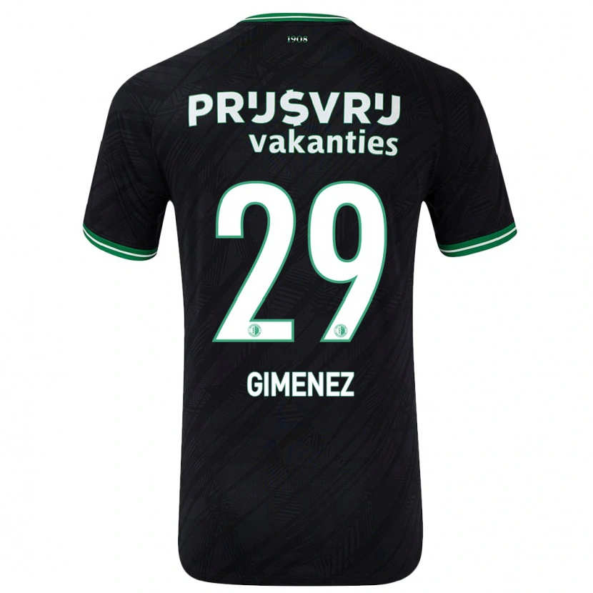 Danxen Bambino Maglia Santiago Gimenez #29 Nero Verde Kit Gara Away 2024/25 Maglietta
