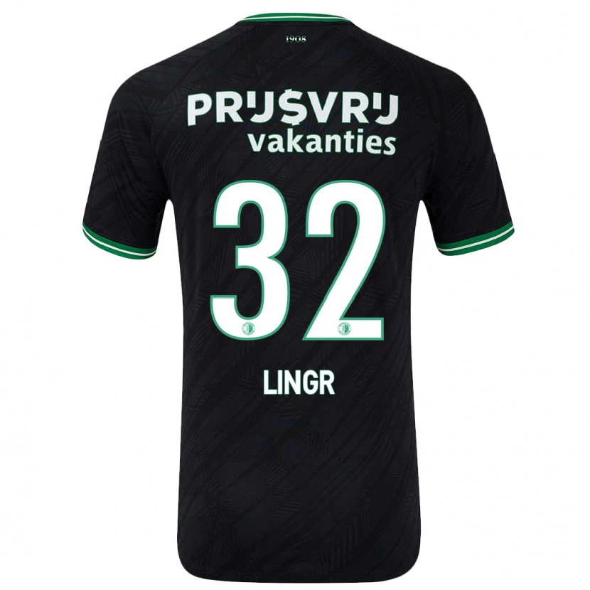 Danxen Bambino Maglia Ondrej Lingr #32 Nero Verde Kit Gara Away 2024/25 Maglietta