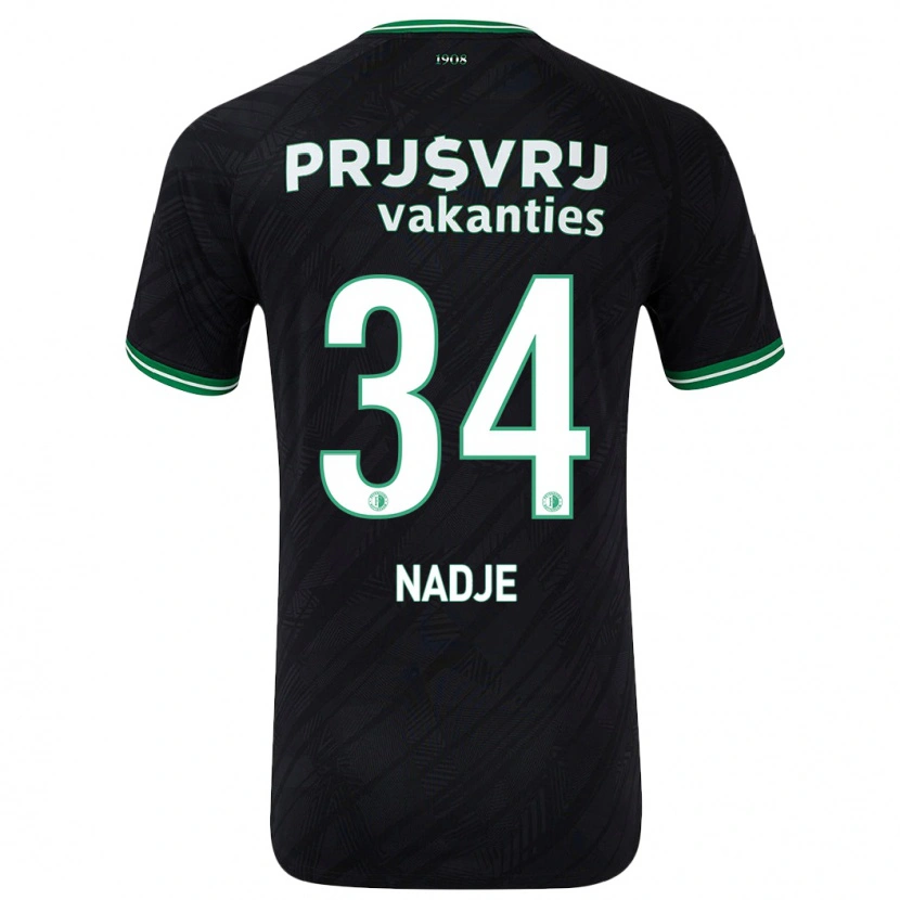 Danxen Bambino Maglia Chris-Kévin Nadje #34 Nero Verde Kit Gara Away 2024/25 Maglietta