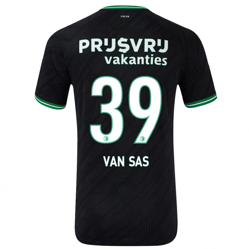 Danxen Bambino Maglia Mikki Van Sas #39 Nero Verde Kit Gara Away 2024/25 Maglietta