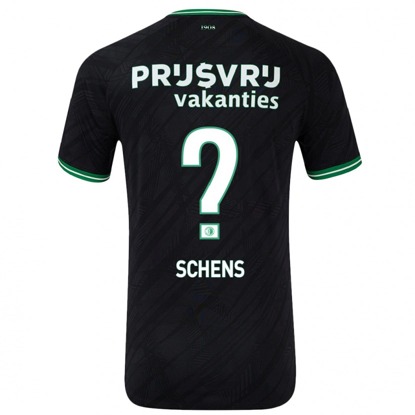 Danxen Bambino Maglia Twan Schens #0 Nero Verde Kit Gara Away 2024/25 Maglietta