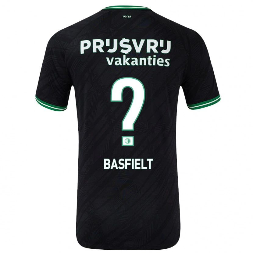 Danxen Bambino Maglia Jessy Basfielt #0 Nero Verde Kit Gara Away 2024/25 Maglietta