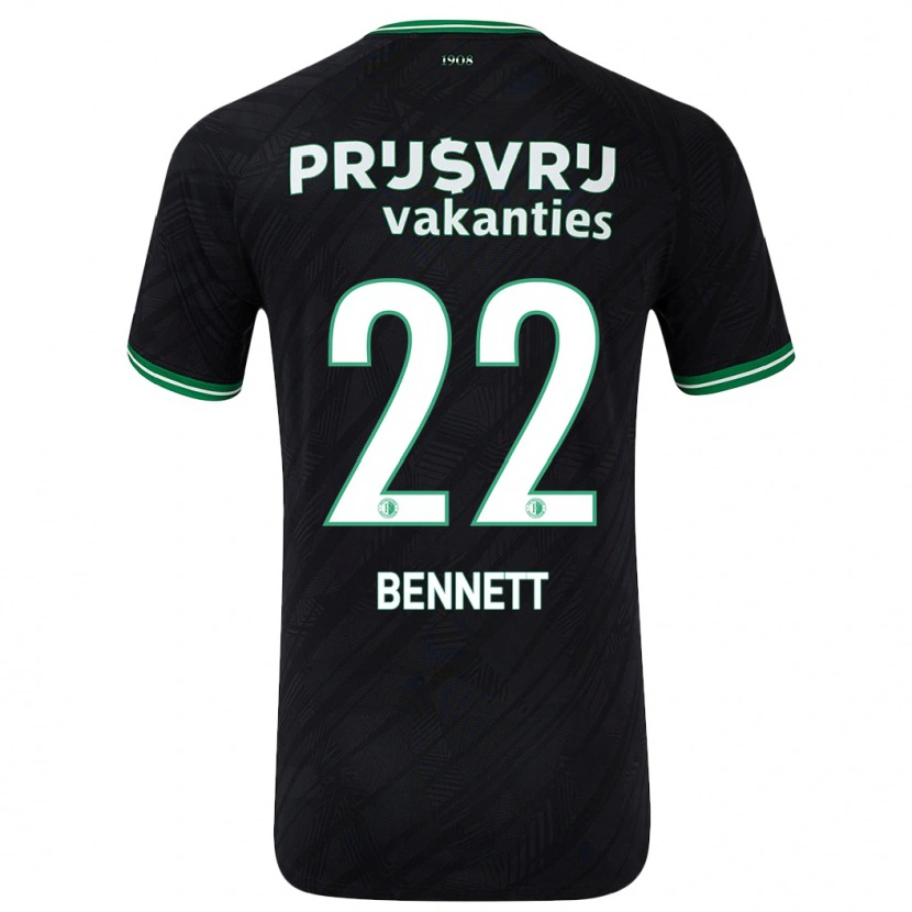 Danxen Bambino Maglia Walter Bennett #22 Nero Verde Kit Gara Away 2024/25 Maglietta