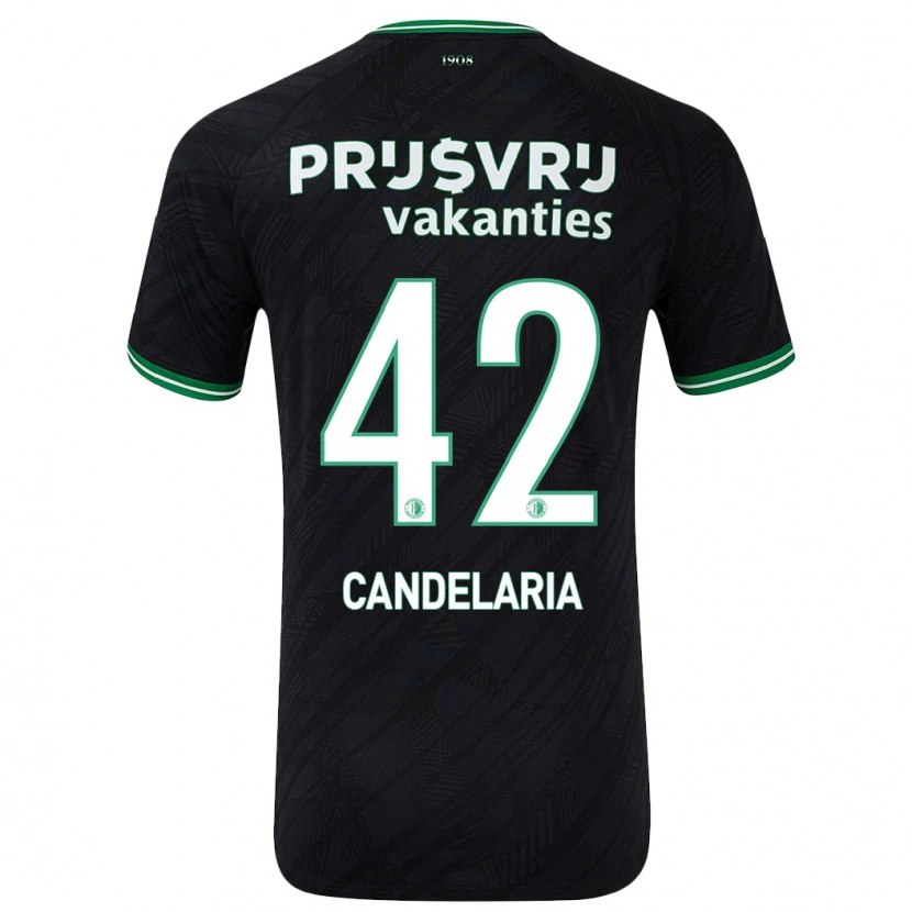Danxen Bambino Maglia Jayden Candelaria #42 Nero Verde Kit Gara Away 2024/25 Maglietta