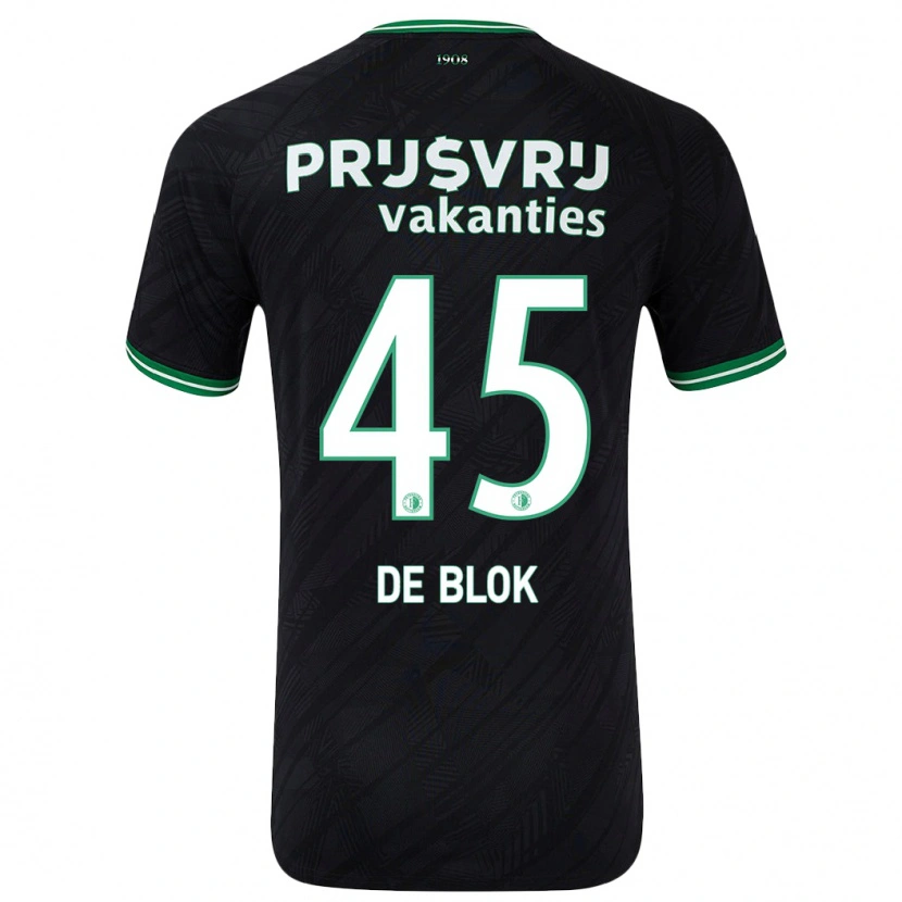 Danxen Bambino Maglia Lars De Blok #45 Nero Verde Kit Gara Away 2024/25 Maglietta