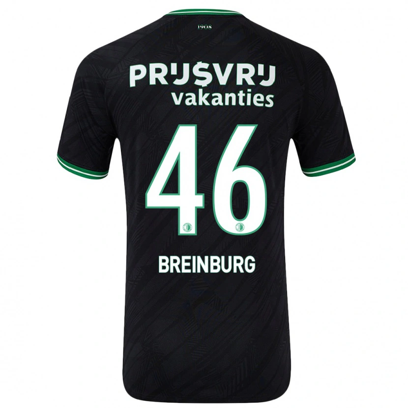 Danxen Bambino Maglia Rainey Breinburg #46 Nero Verde Kit Gara Away 2024/25 Maglietta