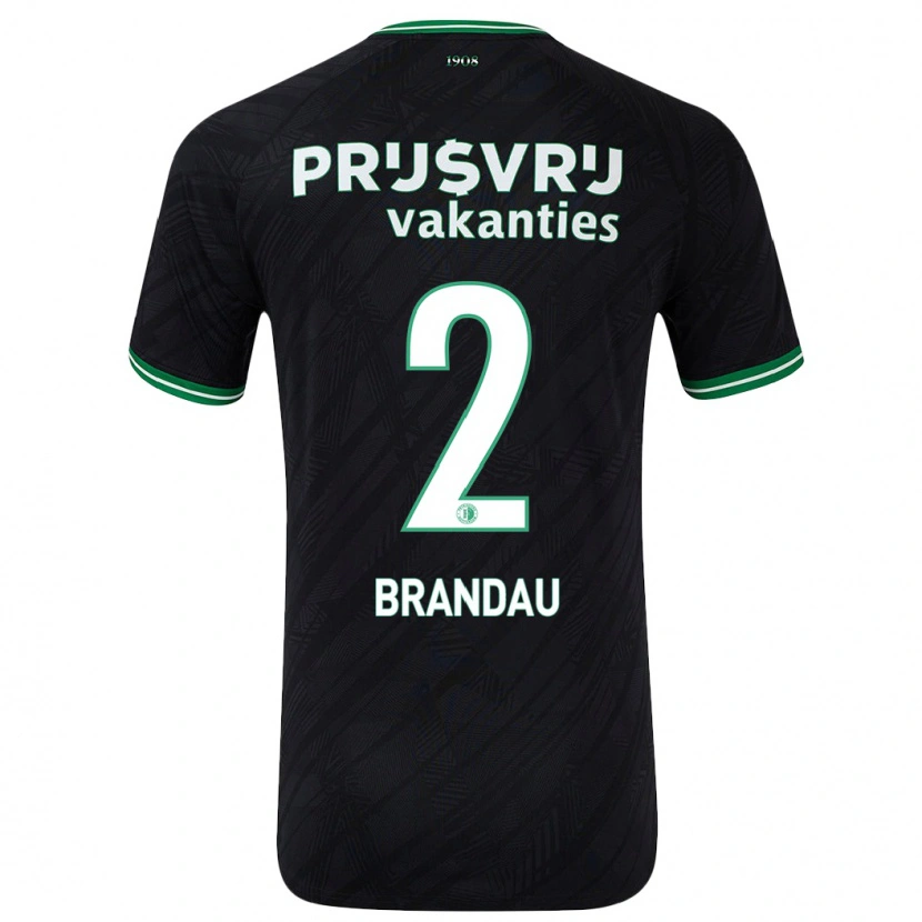 Danxen Bambino Maglia Justine Brandau #2 Nero Verde Kit Gara Away 2024/25 Maglietta