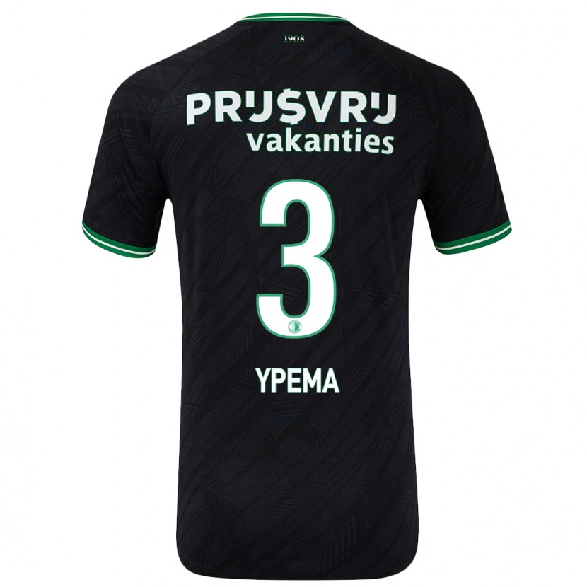 Danxen Bambino Maglia Danique Ypema #3 Nero Verde Kit Gara Away 2024/25 Maglietta