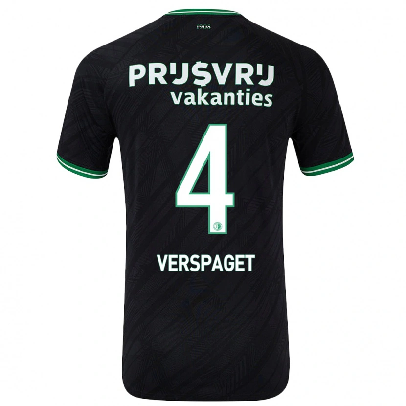 Danxen Bambino Maglia Amber Verspaget #4 Nero Verde Kit Gara Away 2024/25 Maglietta