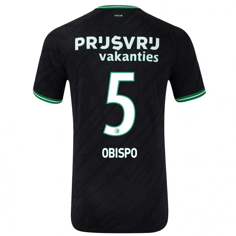 Danxen Bambino Maglia Celainy Obispo #5 Nero Verde Kit Gara Away 2024/25 Maglietta
